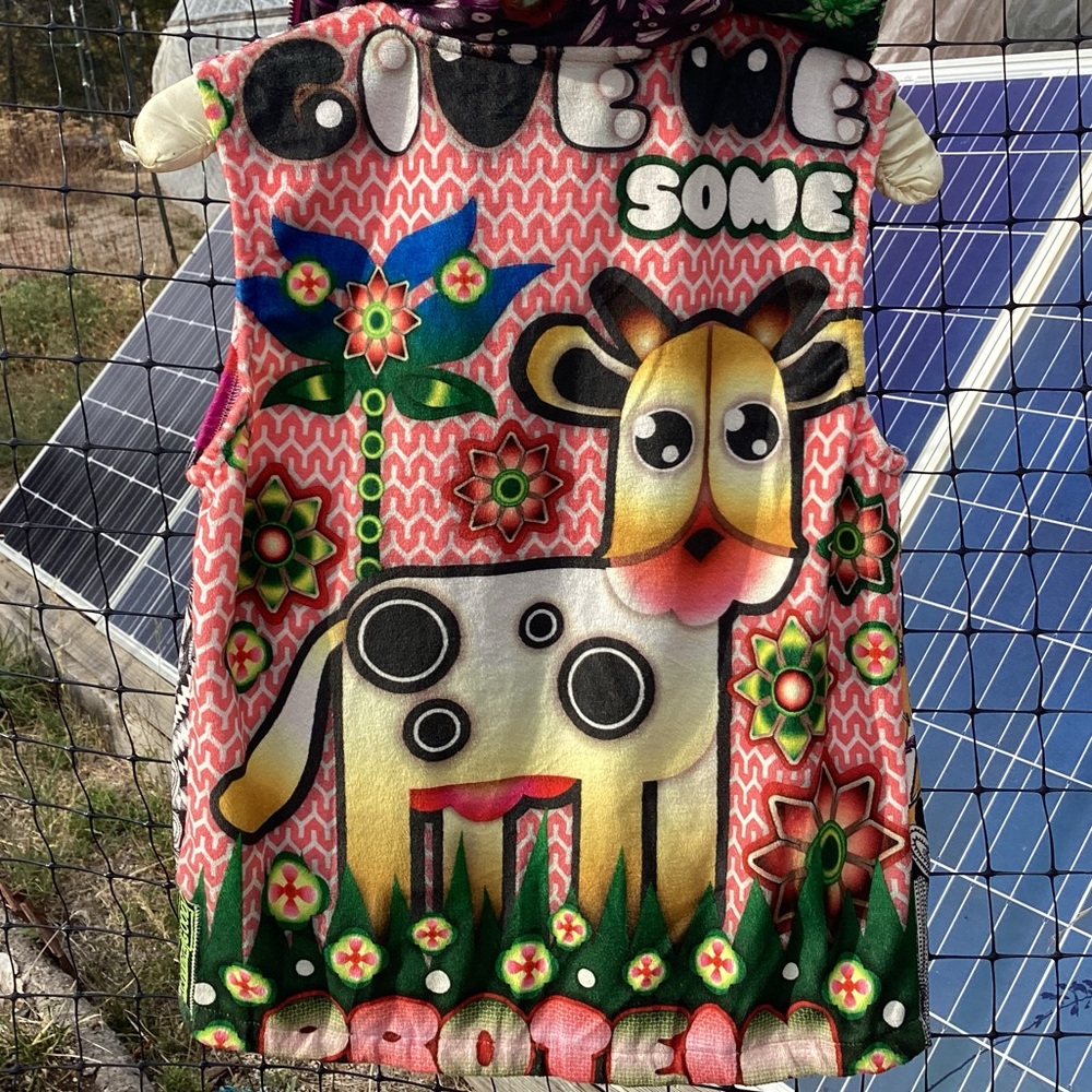 NWOT Custo Barcelona Graphic Cow Monkey Vest Sz S Art To Wear Boho Festival